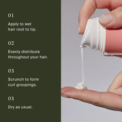 How to use Living Proof Curl Definer by applying to wet hair and scrunching to form curl groupings