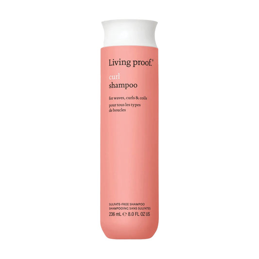 Living Proof Curl Shampoo 8 oz sulfate free shampoo bottle for waves curls and coils on white