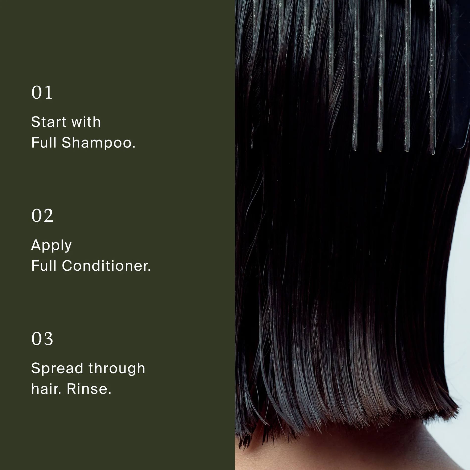 How to use Living Proof Full Conditioner after Full Shampoo by spreading through wet hair and rinsing