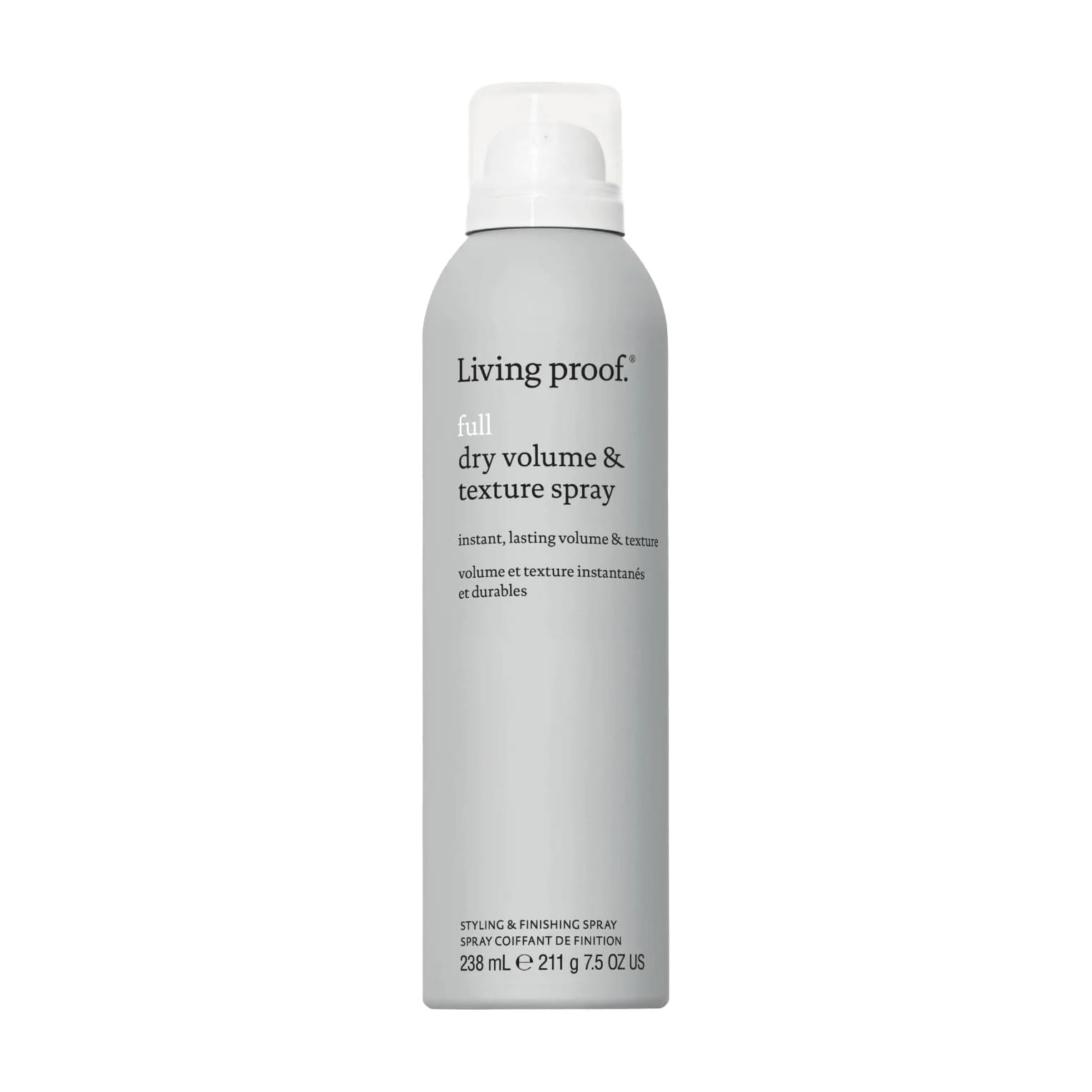 Living Proof Full Dry Volume and Texture Spray 7.5 oz styling and finishing spray can for fine or flat hair on white