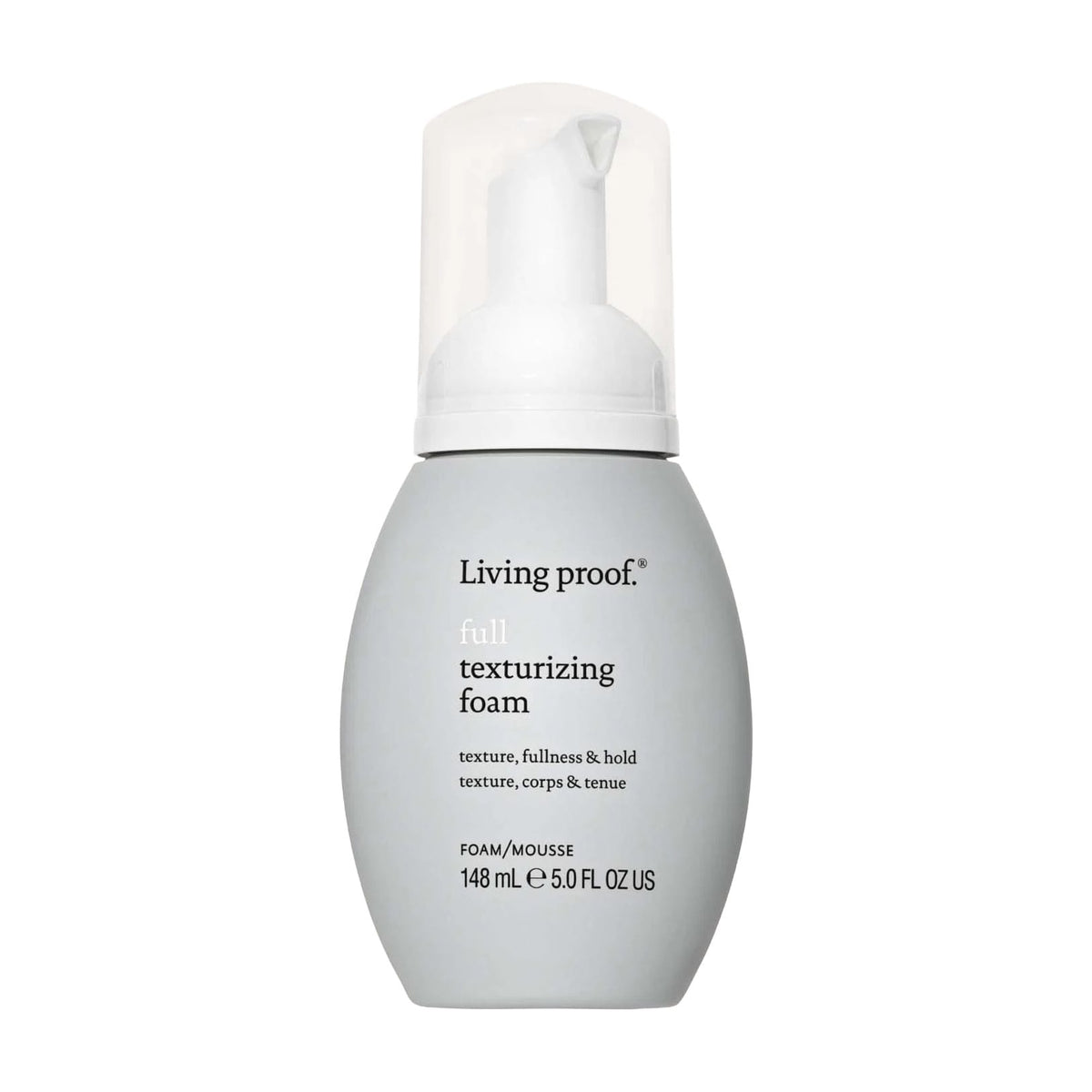 Living Proof Full Texturizing Foam 5 oz foam for texture fullness and hold on fine or flat hair on white