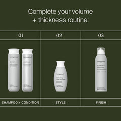 Living Proof volume routine with Full Shampoo and Conditioner Thickening Blow-Dry Cream and Dry Volume Spray