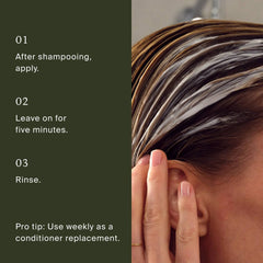 How to use Living Proof Moisture Rescue Mask after shampooing then leave on for five minutes and rinse weekly