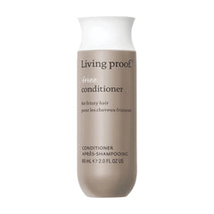 Living Proof No Frizz Conditioner 2 oz travel size smoothing conditioner bottle for frizzy hair on white