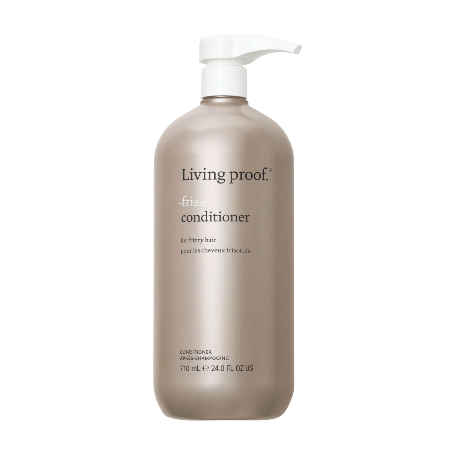 Living Proof No Frizz Conditioner 24 oz jumbo smoothing conditioner pump bottle for frizzy hair on white