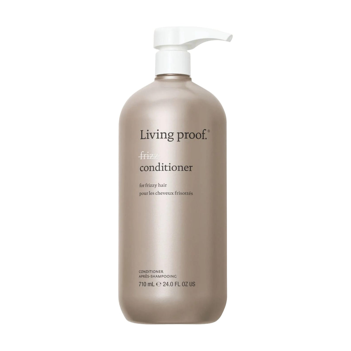 Living Proof No Frizz Conditioner 24 oz jumbo smoothing conditioner pump bottle for frizzy hair on white