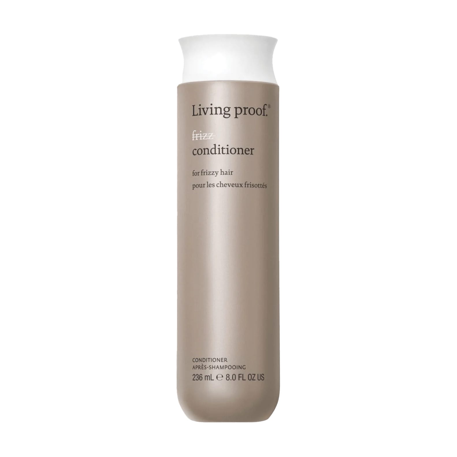 Living Proof No Frizz Conditioner 8 oz smoothing conditioner bottle for frizzy hair on white