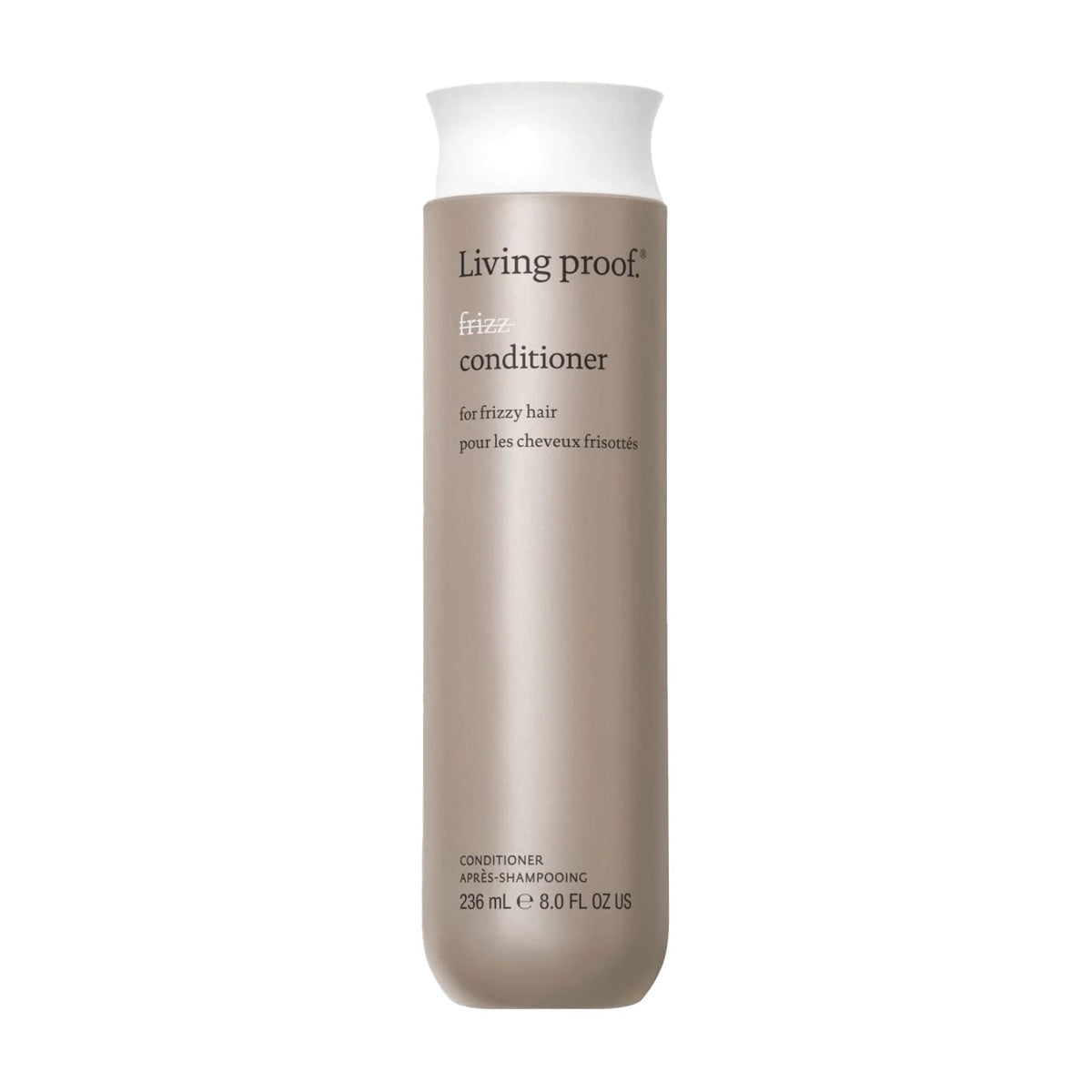 Living Proof No Frizz Conditioner 8 oz smoothing conditioner bottle for frizzy hair on white