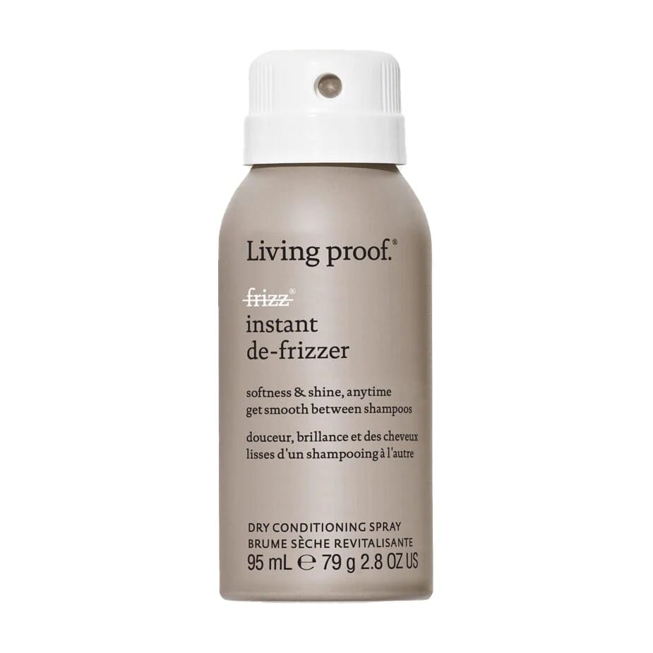 Living Proof No Frizz Instant De-Frizzer 2.8 oz travel size dry conditioning spray on white