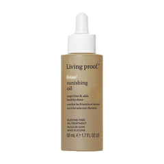 Living Proof No Frizz Vanishing Oil 1.7 oz silicone-free oil treatment dropper bottle that stops frizz on white