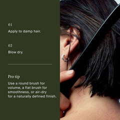 How to use Living Proof 5-in-1 Styling Treatment by applying to damp hair and combing through before blow drying