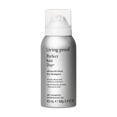 Living Proof Perfect Hair Day Advanced Clean Dry Shampoo 2.4 oz travel size aerosol can on white