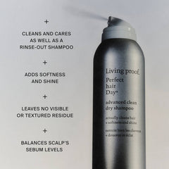 Living Proof Advanced Clean Dry Shampoo benefits softness and shine with no visible residue and balanced scalp sebum