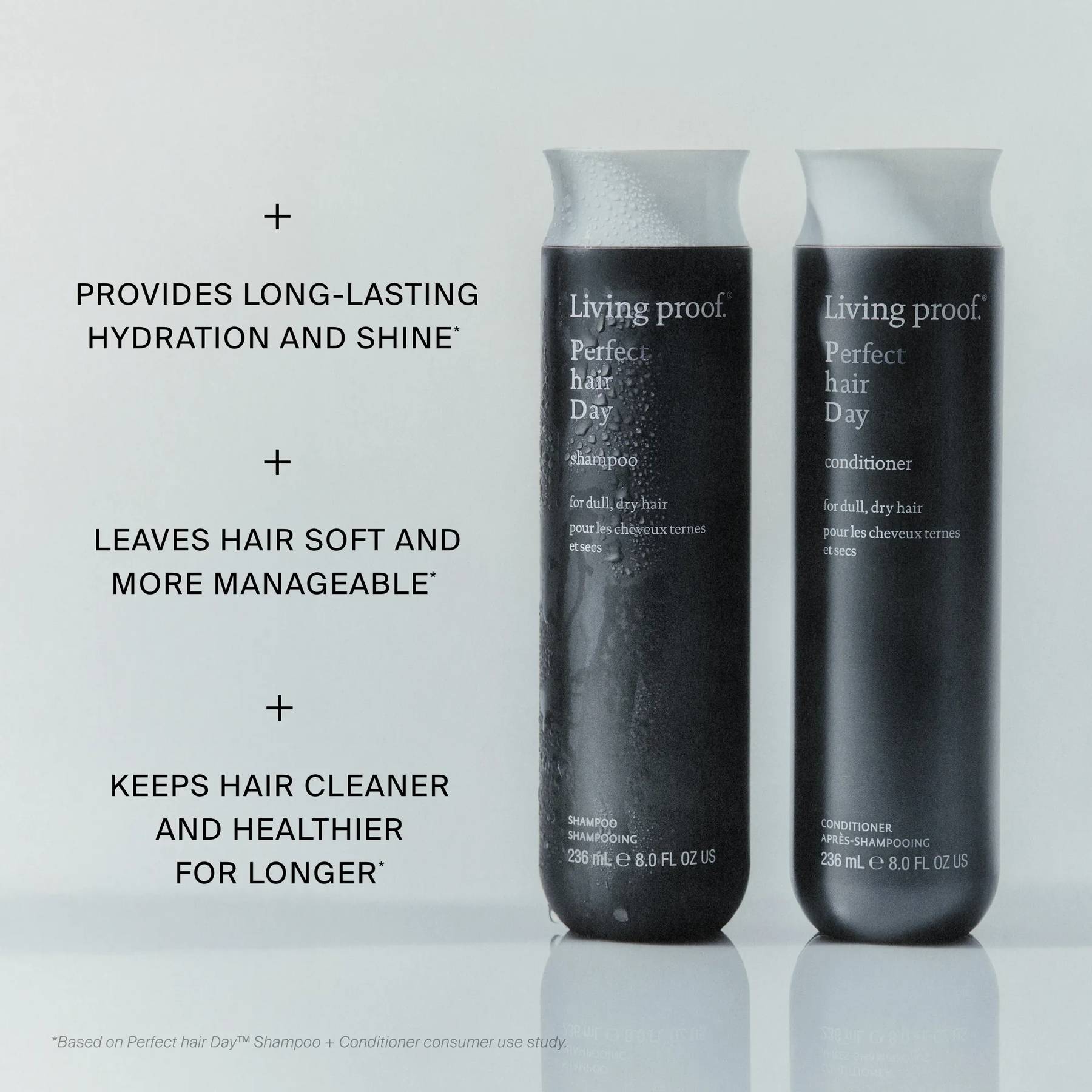 Living Proof Perfect Hair Day Shampoo and Conditioner for long-lasting hydration shine and softer manageable hair
