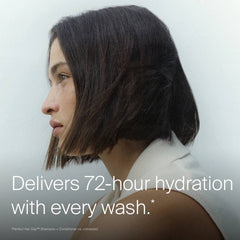 Woman with a glossy dark bob in profile showing Perfect Hair Day Conditioner delivers 72-hour hydration