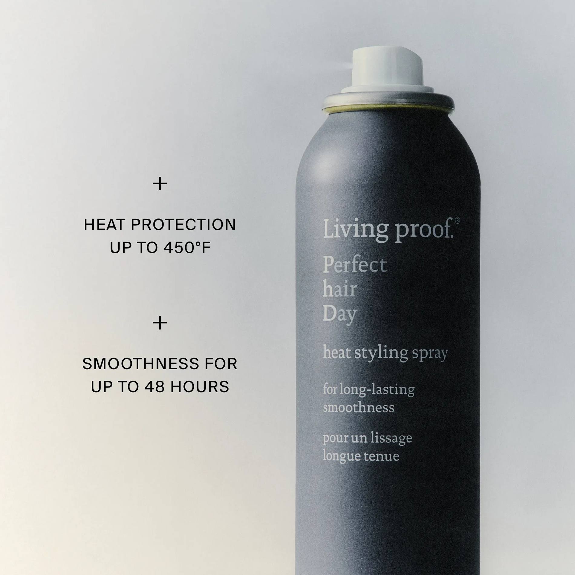 Perfect hair Day Heat Styling Spray can with heat protection up to 450F and smoothness for up to 48 hours