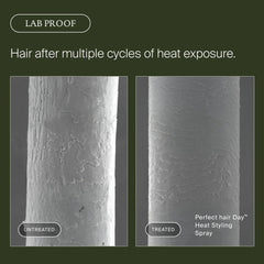 Lab proof microscope view of untreated vs treated hair after repeated heat exposure with Heat Styling Spray