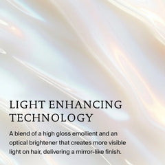 Iridescent gloss texture showing High-Shine Gloss light enhancing technology for a mirror-like finish on hair