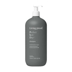 Living Proof Perfect hair Day Shampoo 24 oz jumbo pump bottle that keeps hair feeling cleaner longer on white