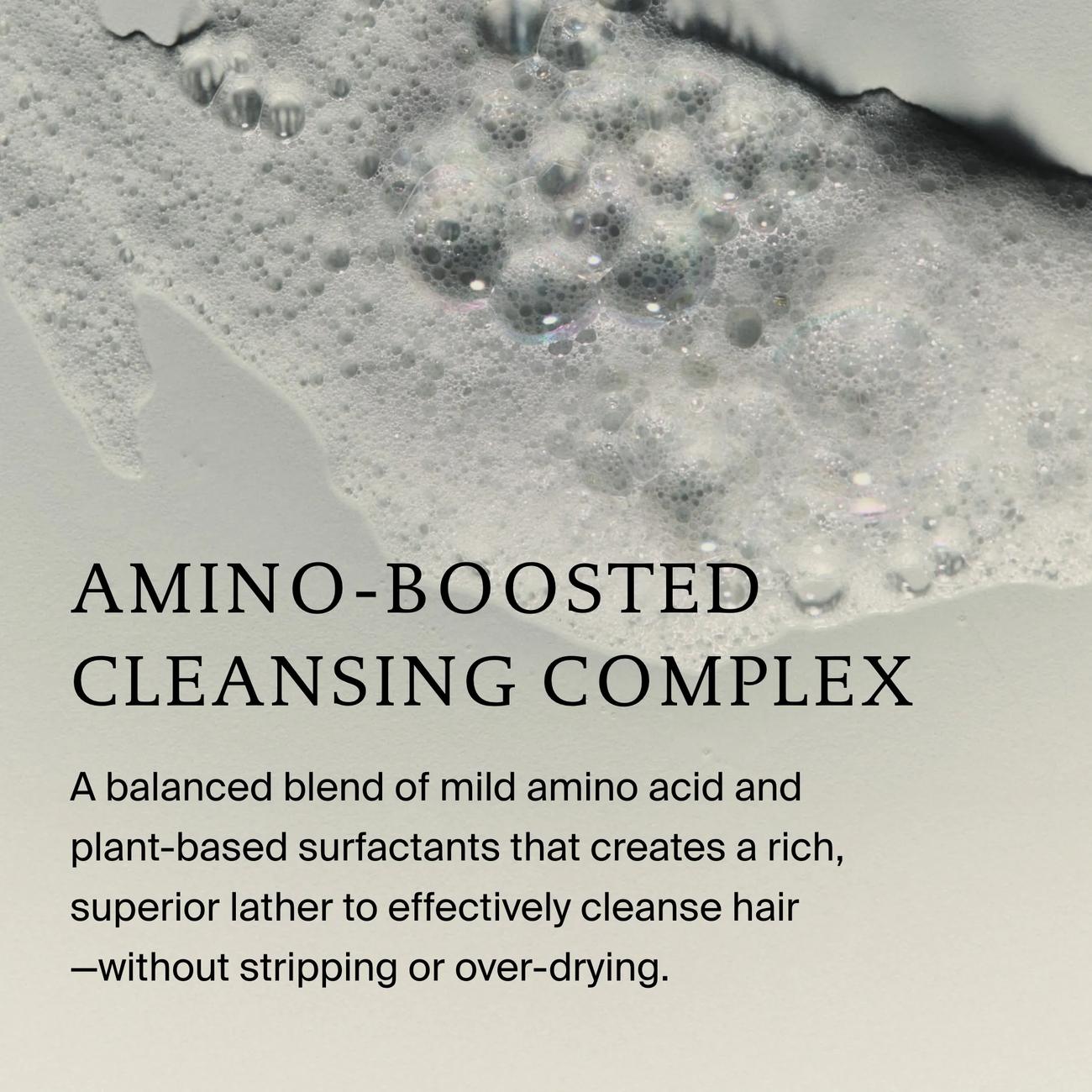 Rich lather showing the Perfect hair Day Shampoo amino-boosted cleansing complex that cleans without stripping