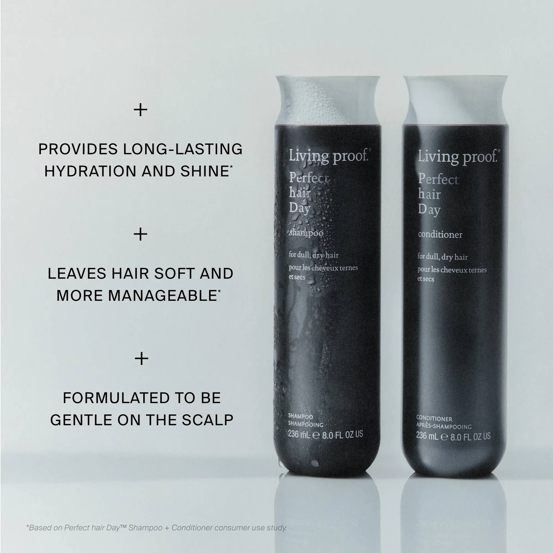 Perfect hair Day Shampoo and Conditioner for long-lasting hydration and shine that is gentle on the scalp