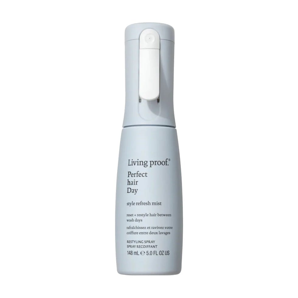 Living Proof Perfect hair Day Style Refresh Mist 5 oz restyling spray to reset hair between wash days on white