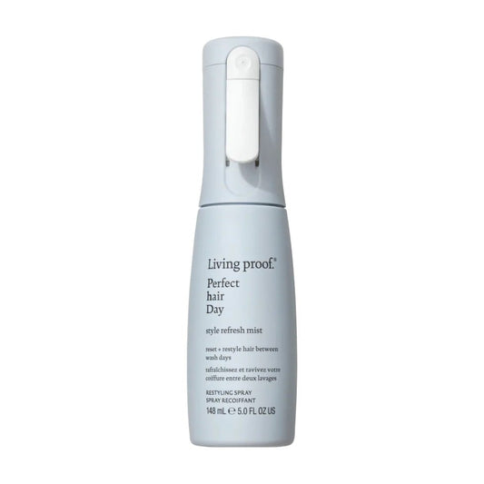 Living Proof Perfect hair Day Style Refresh Mist 5 oz restyling spray to reset hair between wash days on white