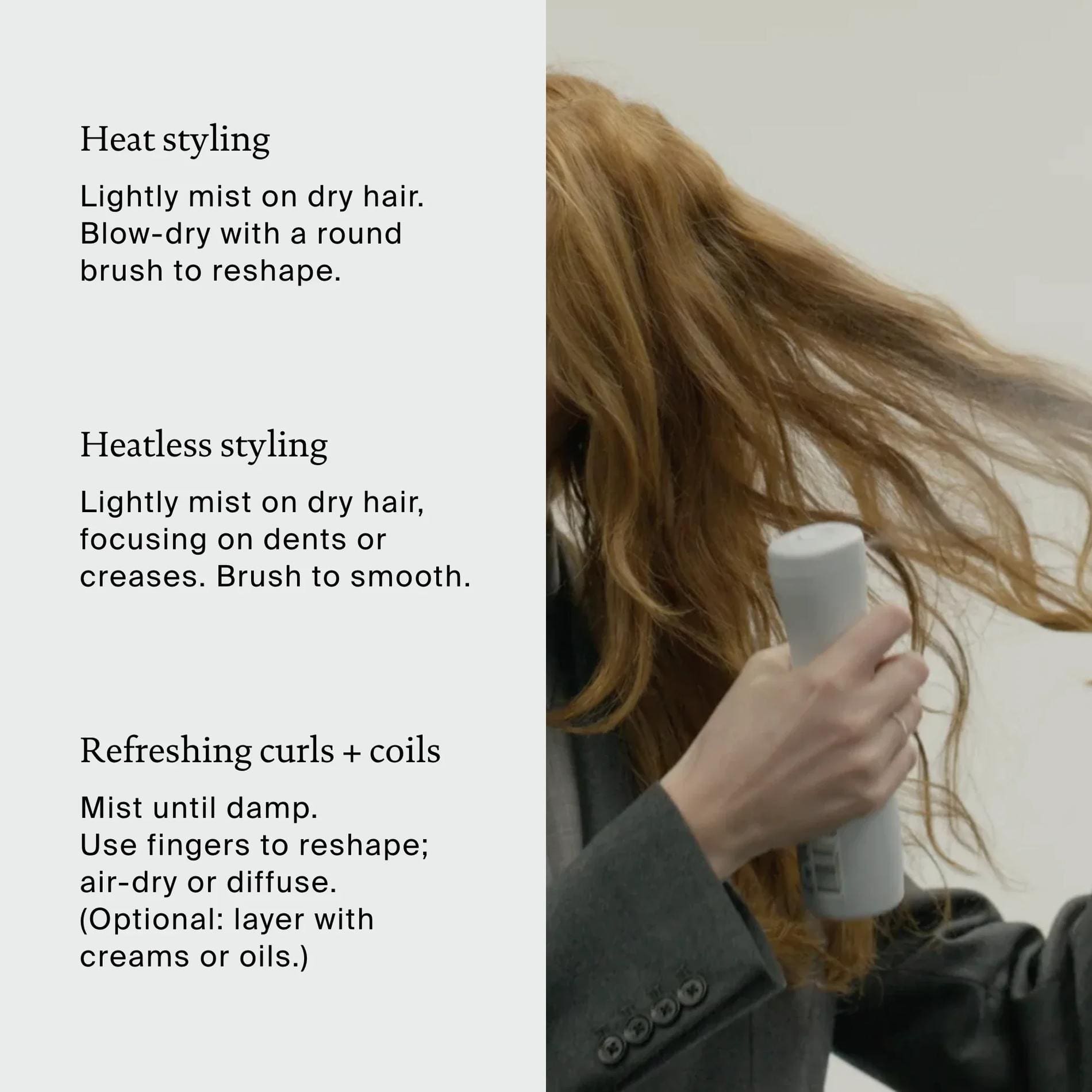 How to use Style Refresh Mist for heat styling heatless styling and refreshing curls and coils between washes