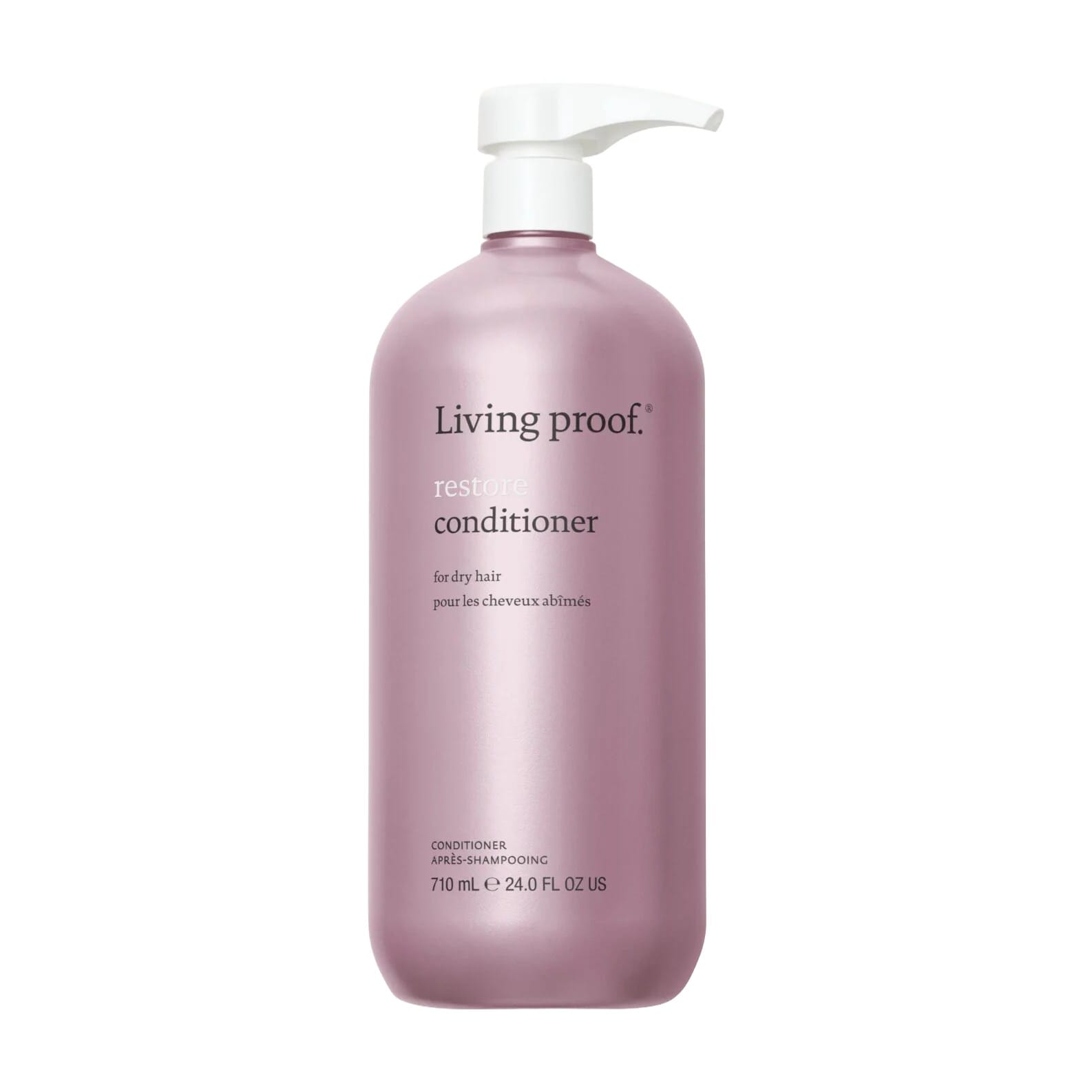 Living Proof Restore Conditioner 24 oz jumbo size pump bottle for damaged hair on white
