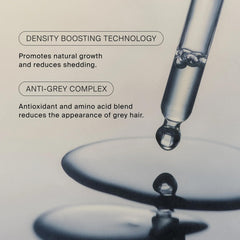 Dropper releasing Density Serum with density boosting technology and an anti-grey complex of antioxidants and amino acids