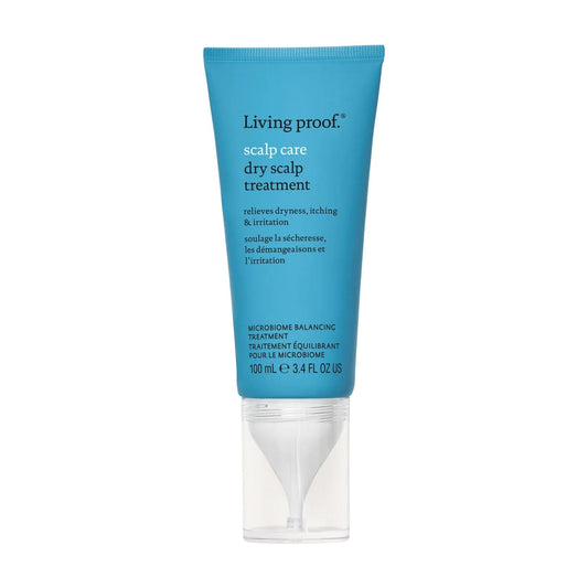 Living Proof Scalp Care Dry Scalp Treatment 3.4 oz tube microbiome balancing treatment for dry itchy scalp on white