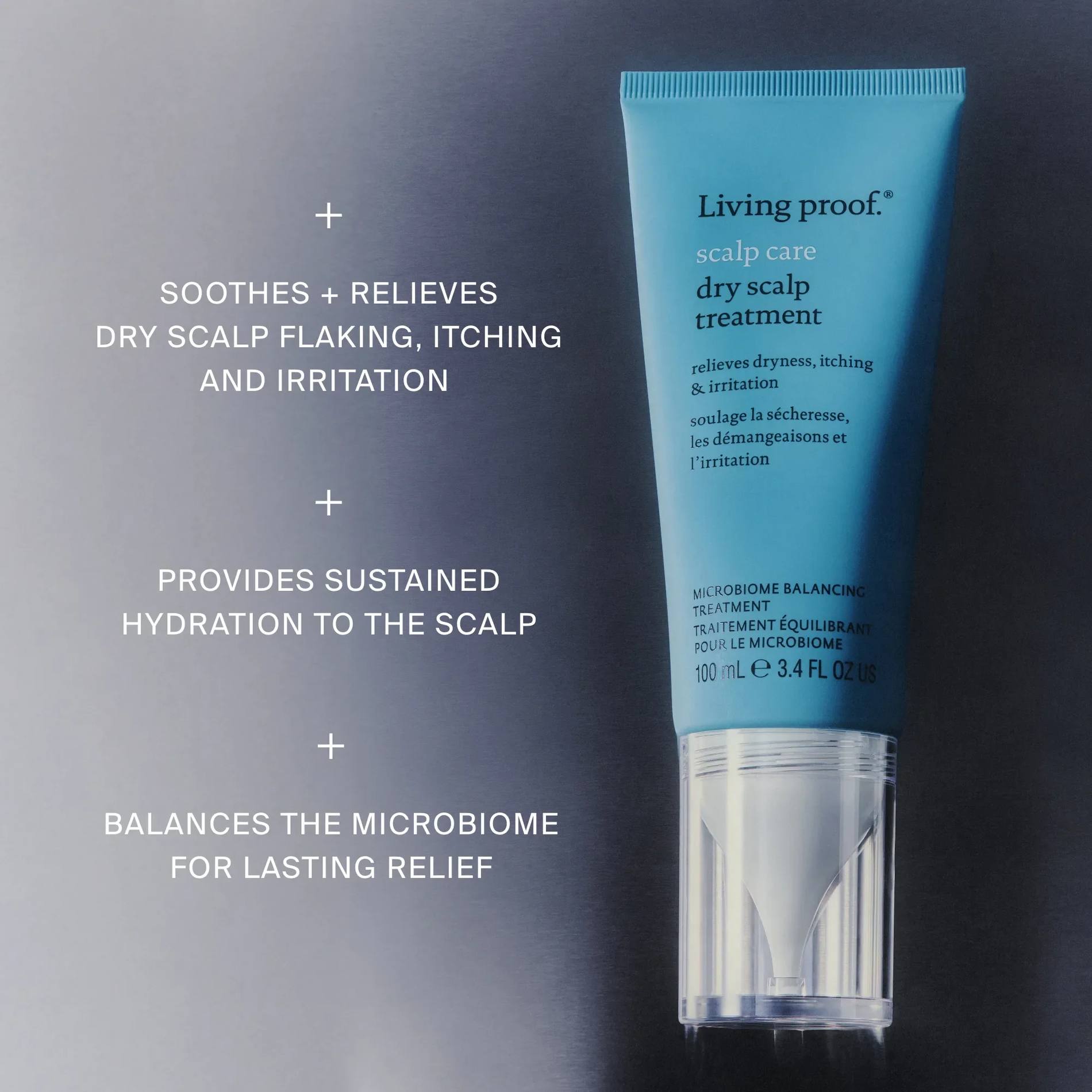 Dry Scalp Treatment tube that relieves flaking and itching with sustained scalp hydration and a balanced microbiome