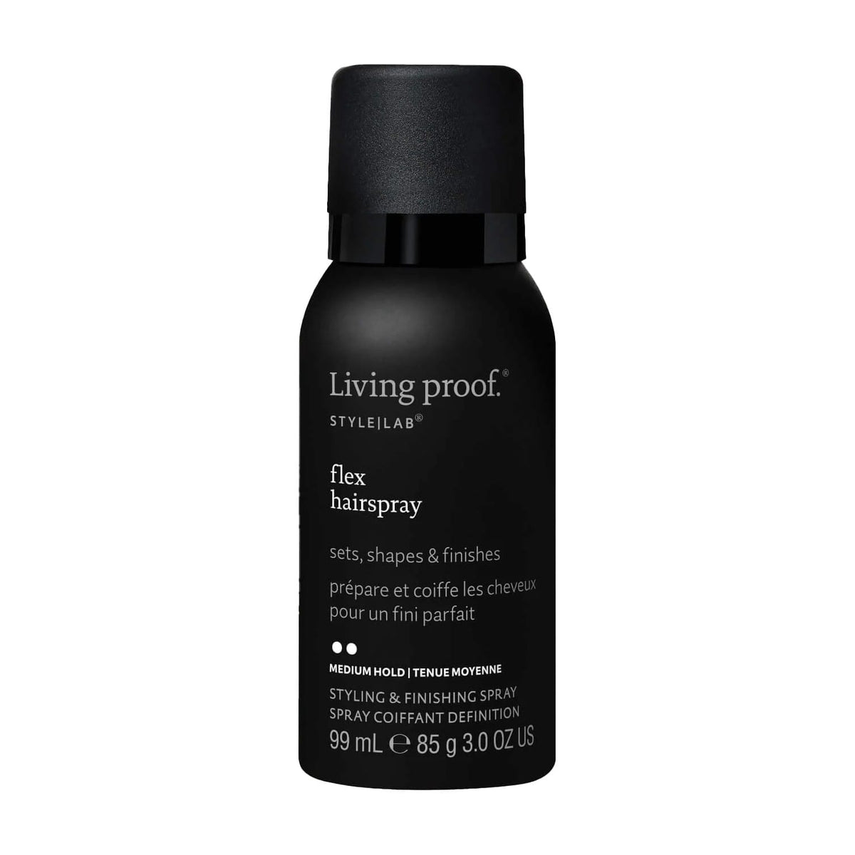 Living Proof Style Lab Flex Hairspray 3 oz travel size medium hold hairspray can on white