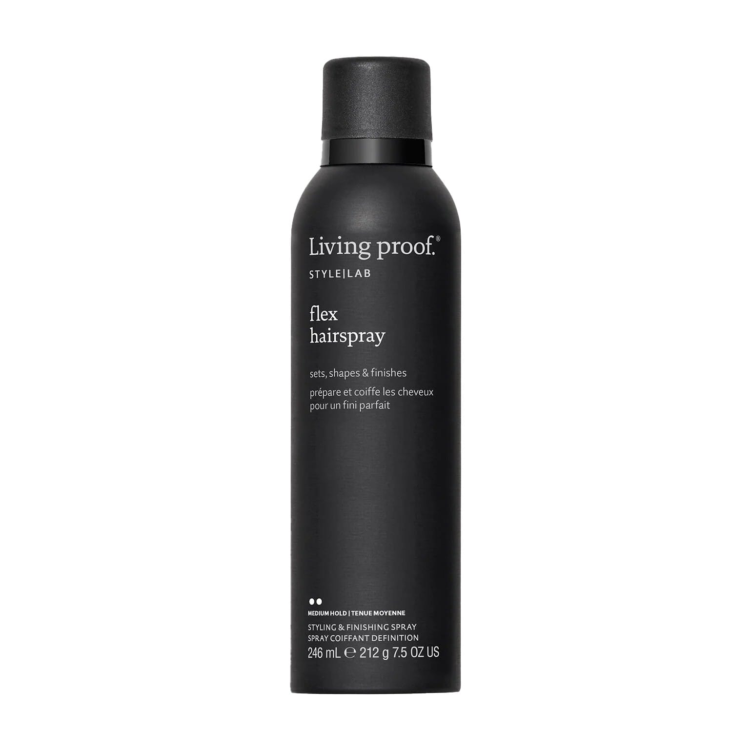 Living Proof Style Lab Flex Hairspray 7.5 oz medium hold styling and finishing spray can on white