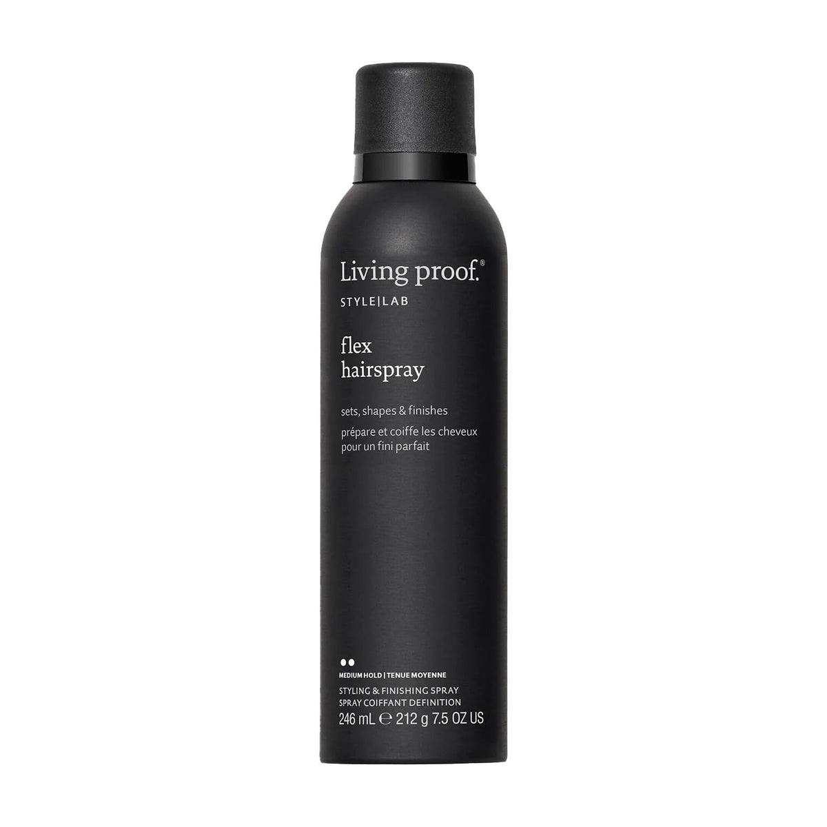 Living Proof Style Lab Flex Hairspray 7.5 oz medium hold styling and finishing spray can on white