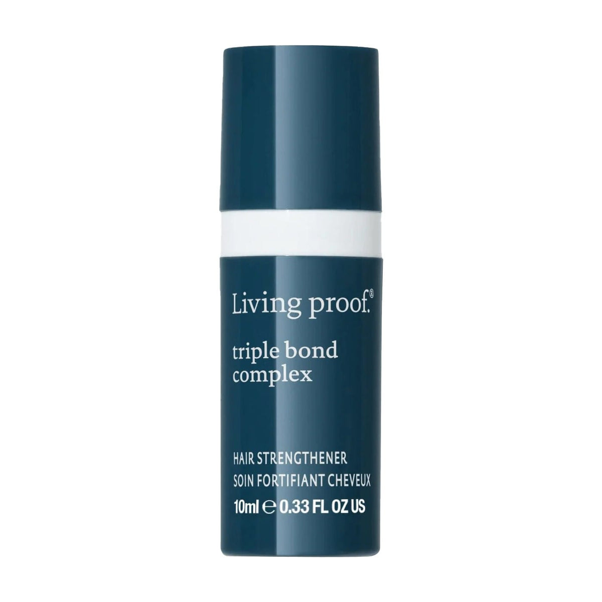 Living Proof Triple Bond Complex travel size 0.33 oz hair strengthener on white