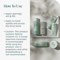 How to use Marini Skinsolutions Age Intervention Eye Cream apply AM and PM to lower eyelids and brow bone