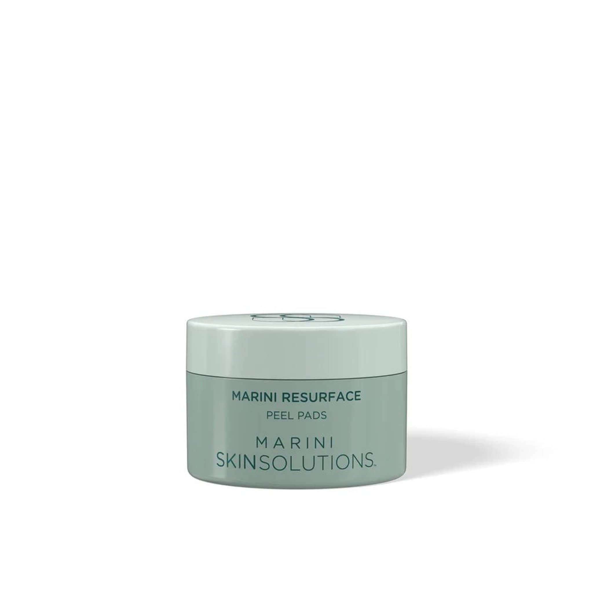 Marini Skin Solutions Resurface Peel Pads jar with light green lid on white background