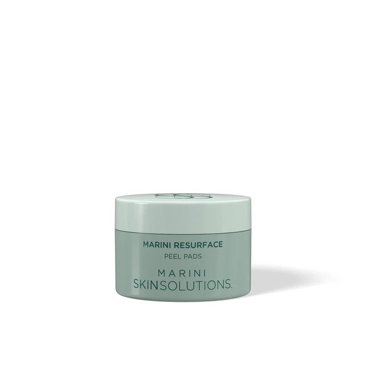Marini Skin Solutions Resurface Peel Pads jar with light green lid on white background