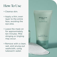How to use Marini Skinsolutions Retinol Plus Mask apply thin layer leave 10 minutes remove with washcloth