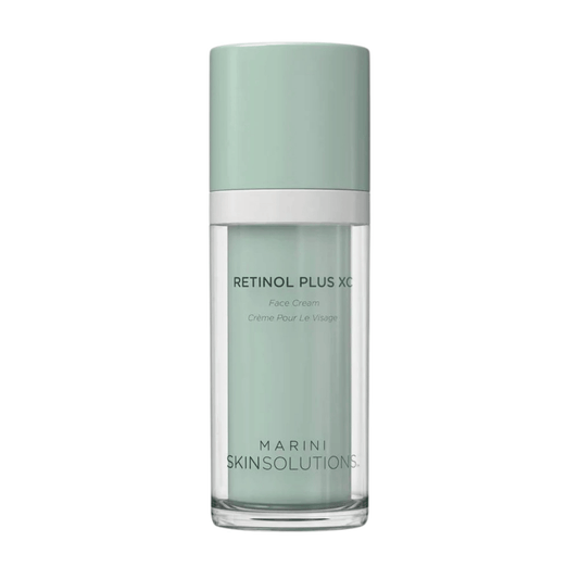 Marini Skin Solutions Retinol Plus XC Face Cream pump bottle with sage green cap on white background