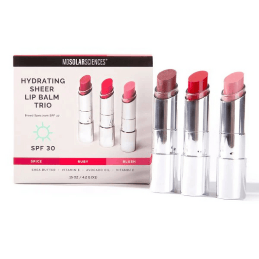 MDSolarSciences Hydrating Sheer Lip Balm Trio Vivid Shades shop at Exclusive Beauty Club