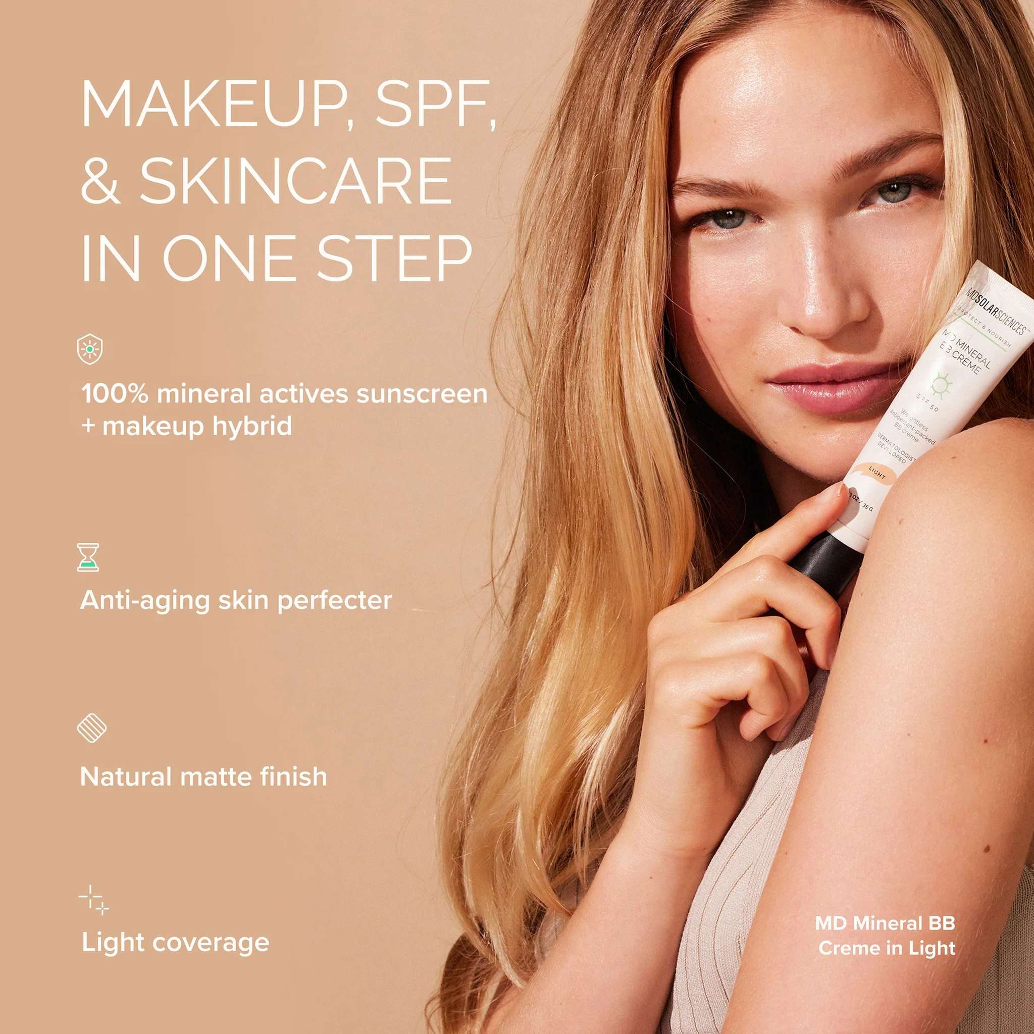 MDSolarSciences MD Mineral BB Creme SPF 50 Light mineral sunscreen makeup hybrid anti-aging matte finish light coverage 3