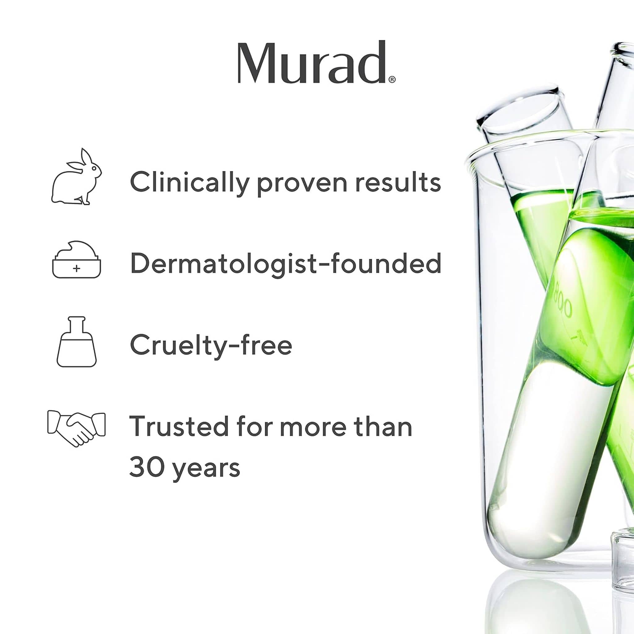 Murad brand trust badges clinically proven dermatologist founded cruelty free
