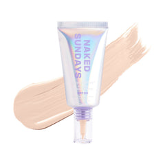 Naked Sundays BeautyScreen SPF50 peptide foundation tint tube with a light shade 1.5 cream swatch 1