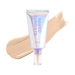 Naked Sundays BeautyScreen SPF50 peptide foundation tint tube with a fair shade 2 cream swatch 1