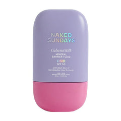 Naked Sundays CabanaMilk tinted mineral barrier fluid SPF50 bottle on a white background