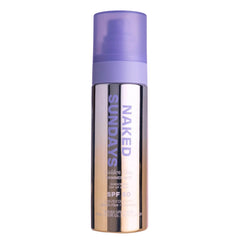 Naked Sundays Golden Glow Shimmer Mist SPF50 sunscreen top up spray bottle on white