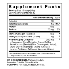 Nutrafol collagen supplement facts label with ingredients and daily values