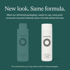 Nutrafol Root Purifier new packaging design compared to previous shampoo bottle